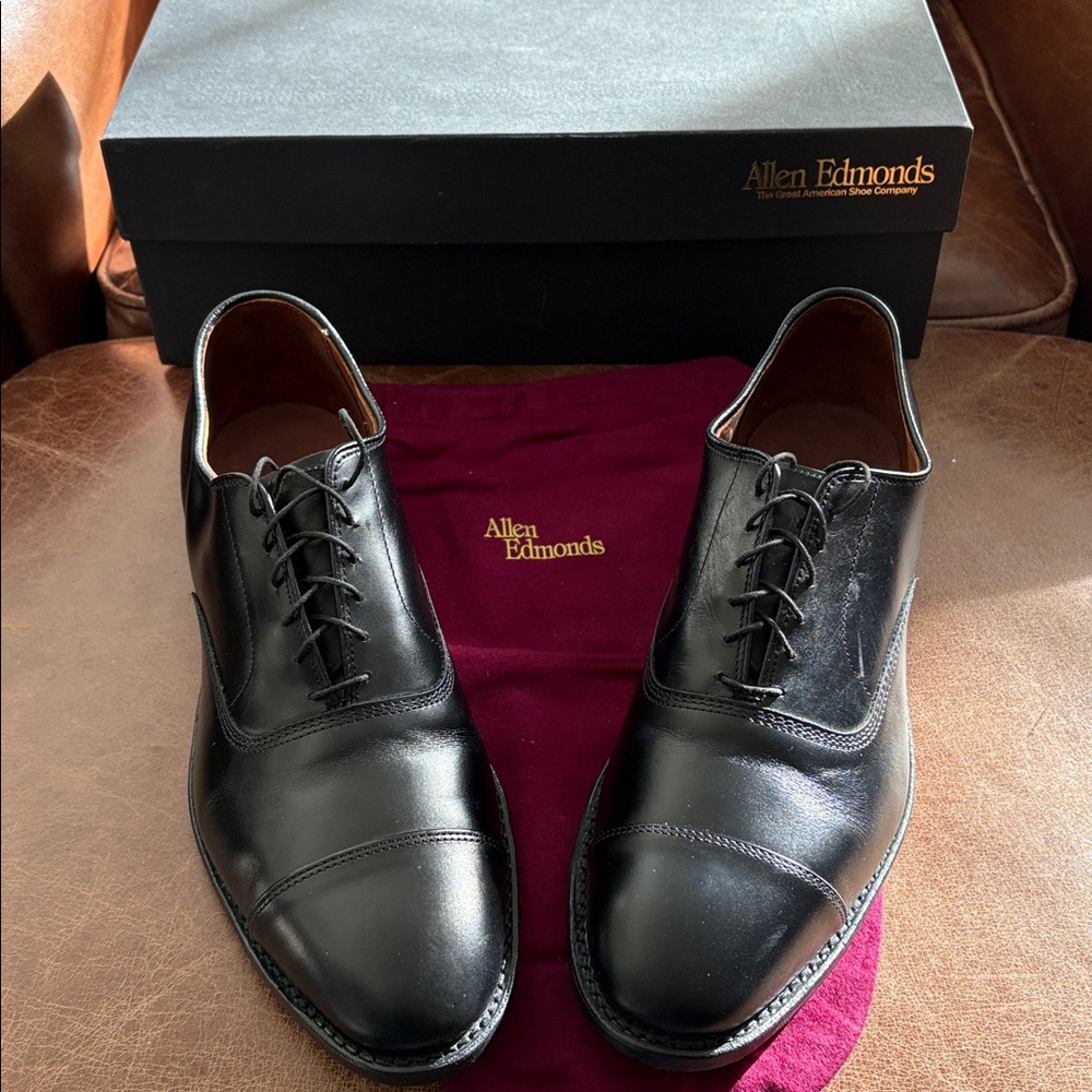Allen Edmonds Black Cap-Toe Oxfords